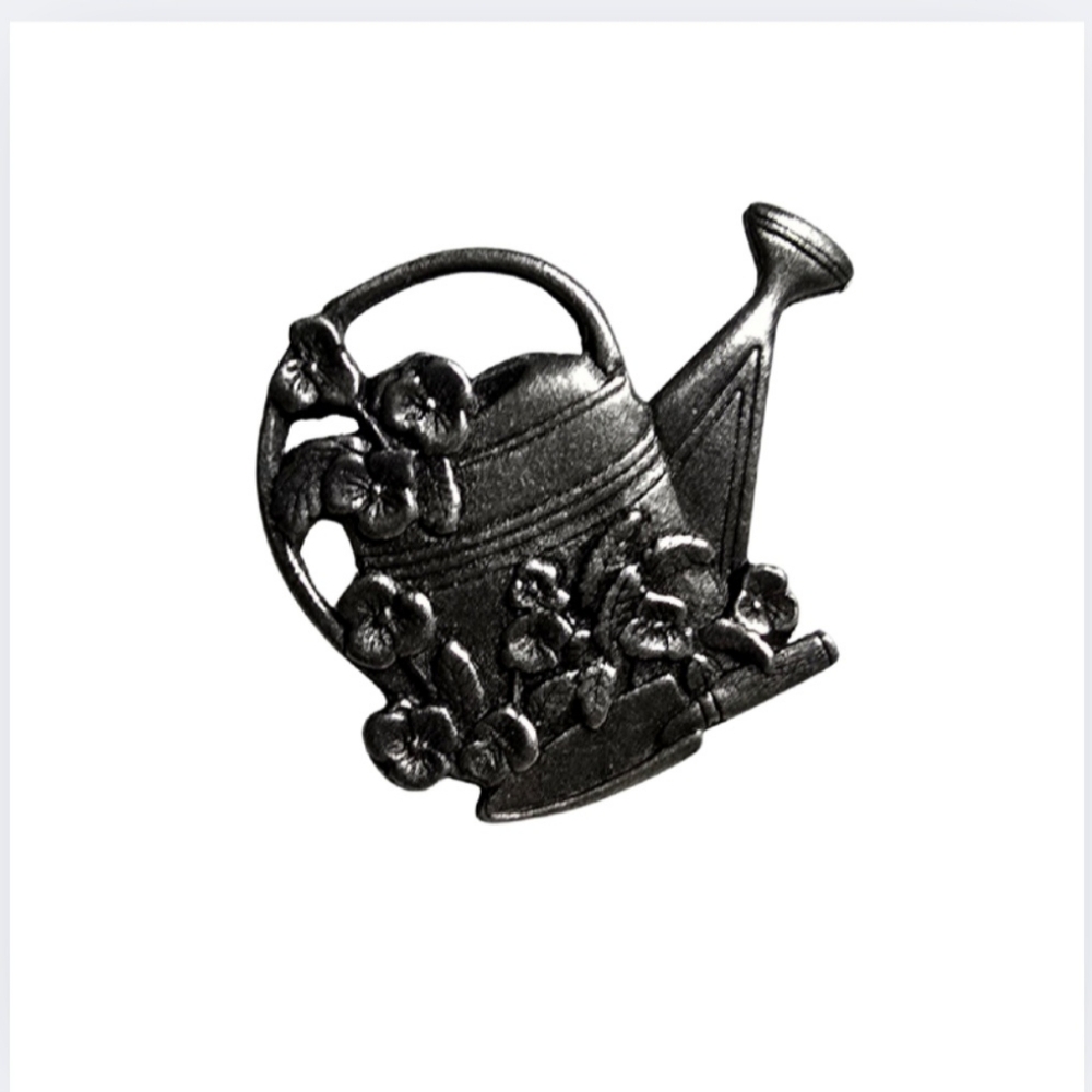 Birds & Blooms Brooch Pin Watering Can Flower Pewter Vintage LE 2000 Jewelry